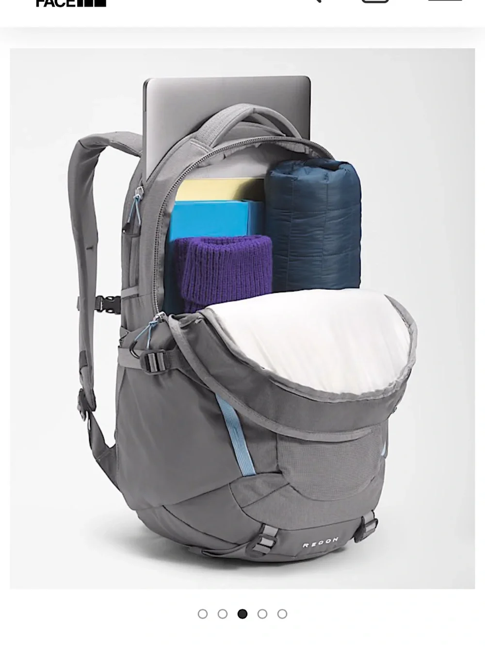 The North Face Gray Backpack with Light Blue Accents